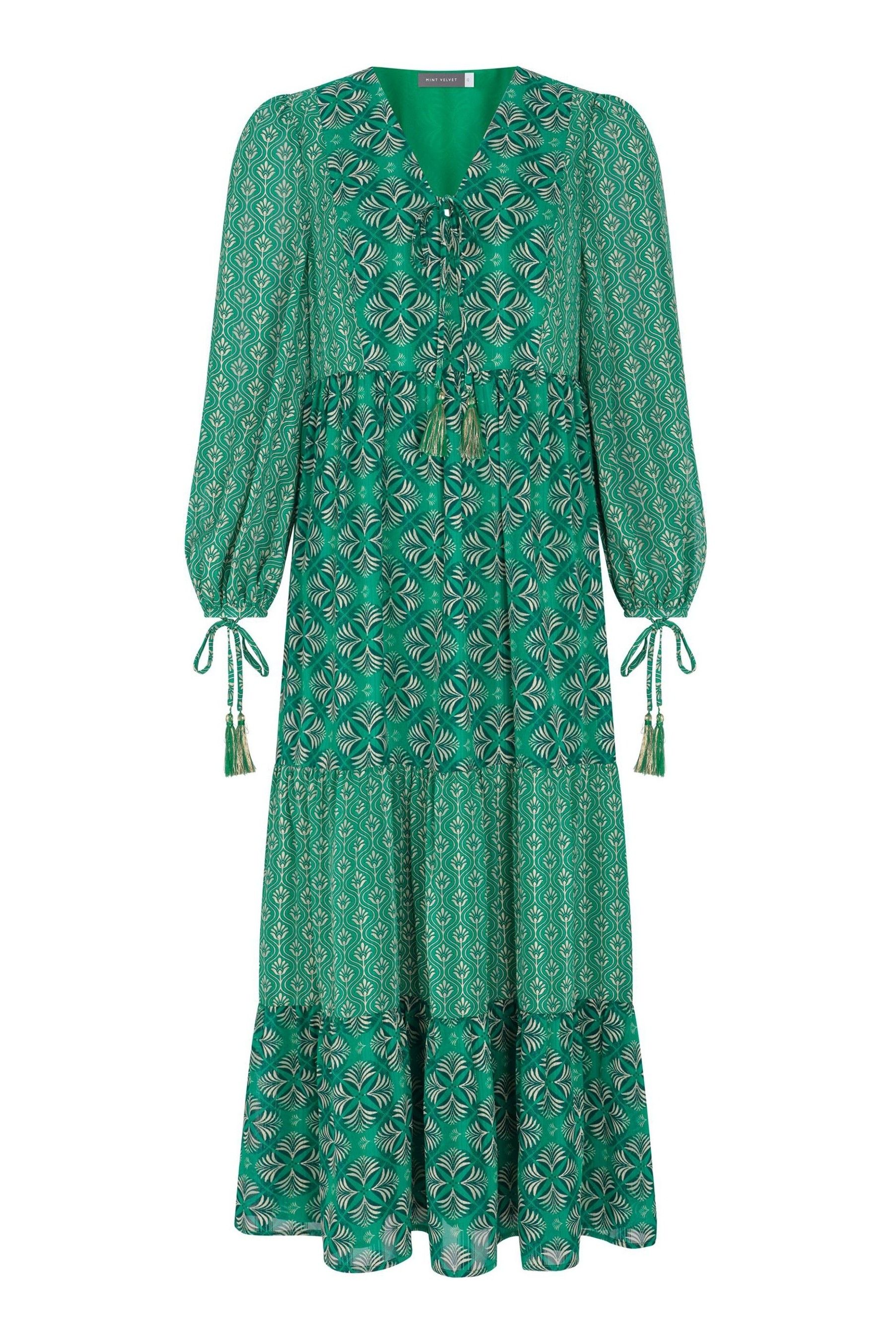 Buy Mint Velvet Green Esme Print Tassel Maxi Dress from Next Luxembourg