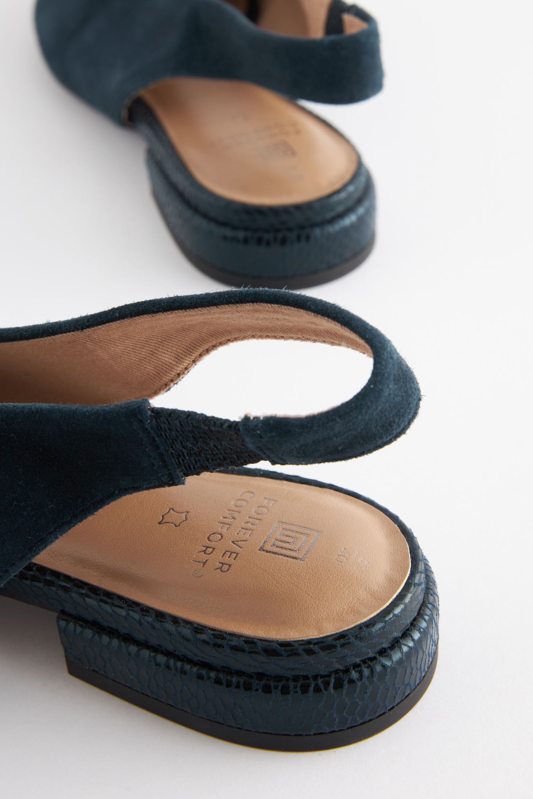 Buy Navy Blue Forever Comfort Leather Flat Slingbacks from Next Luxembourg