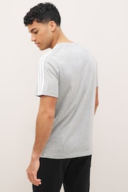 adidas Grey Essentials Single Jersey 3-Stripes T-Shirt - Image 4 of 6