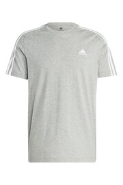 adidas Grey Essentials Single Jersey 3-Stripes T-Shirt - Image 6 of 6