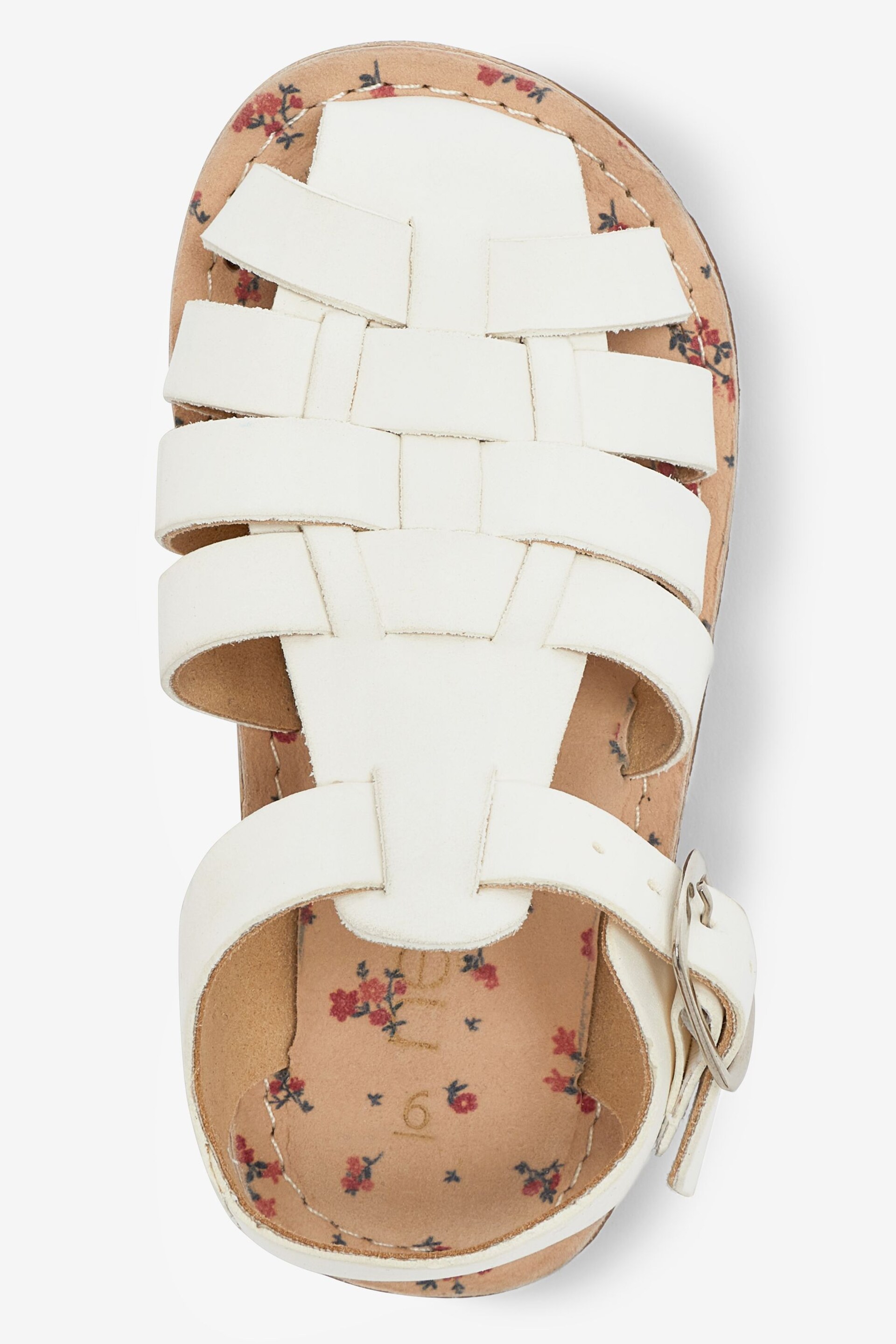 White Standard Fit (F) Fisherman Leather Sandals - Image 3 of 4