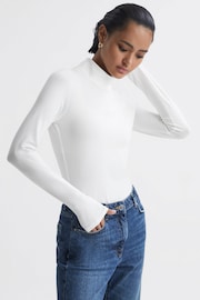 Reiss White Piper Fitted Roll Neck T-Shirt - Image 1 of 5