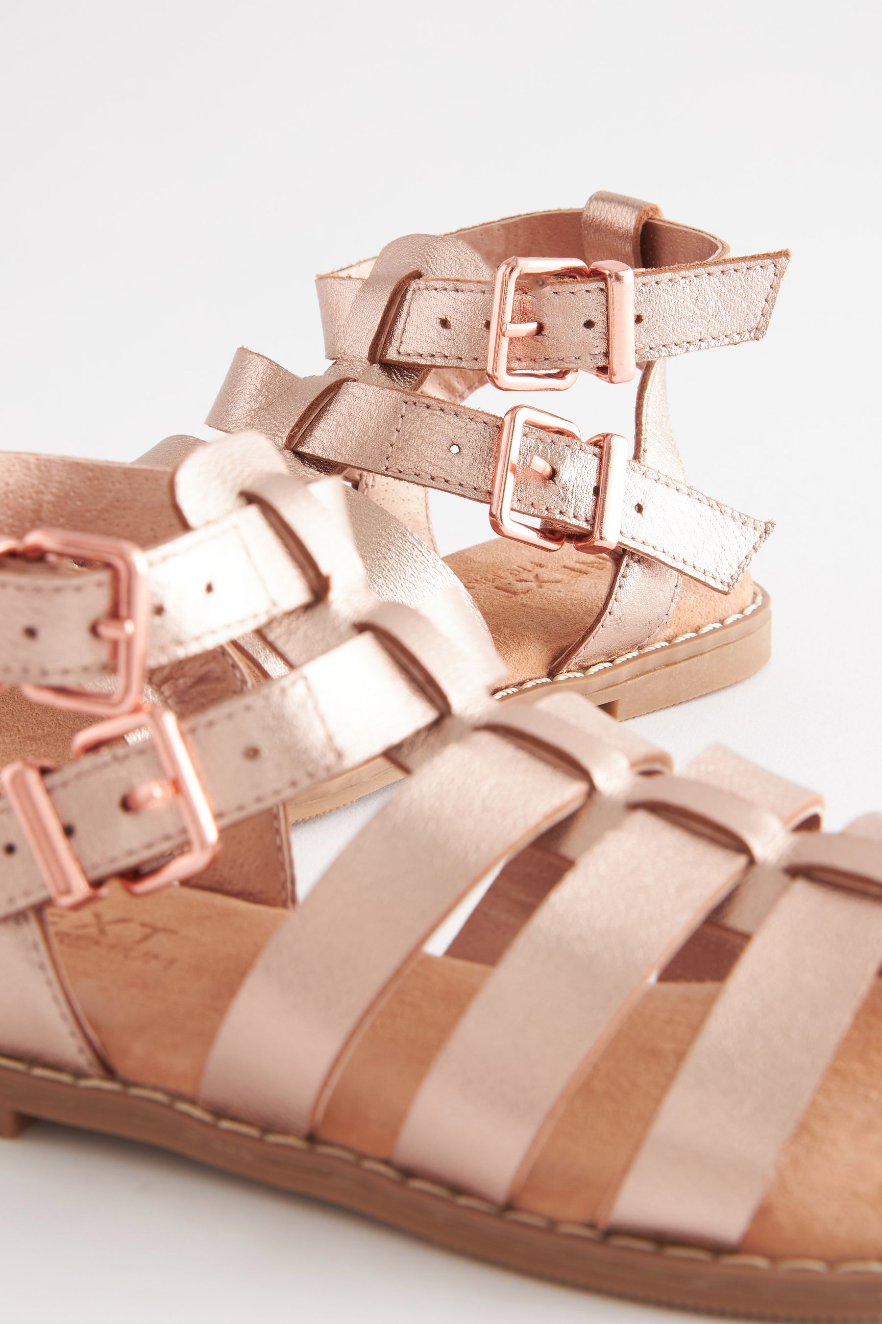 Buy Rose Gold Leather Gladiator Sandals from Next Luxembourg