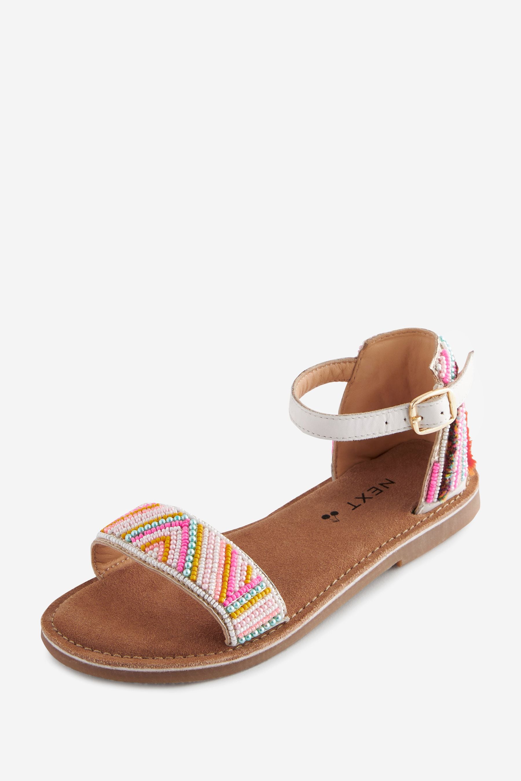 Leather beaded sandals shop