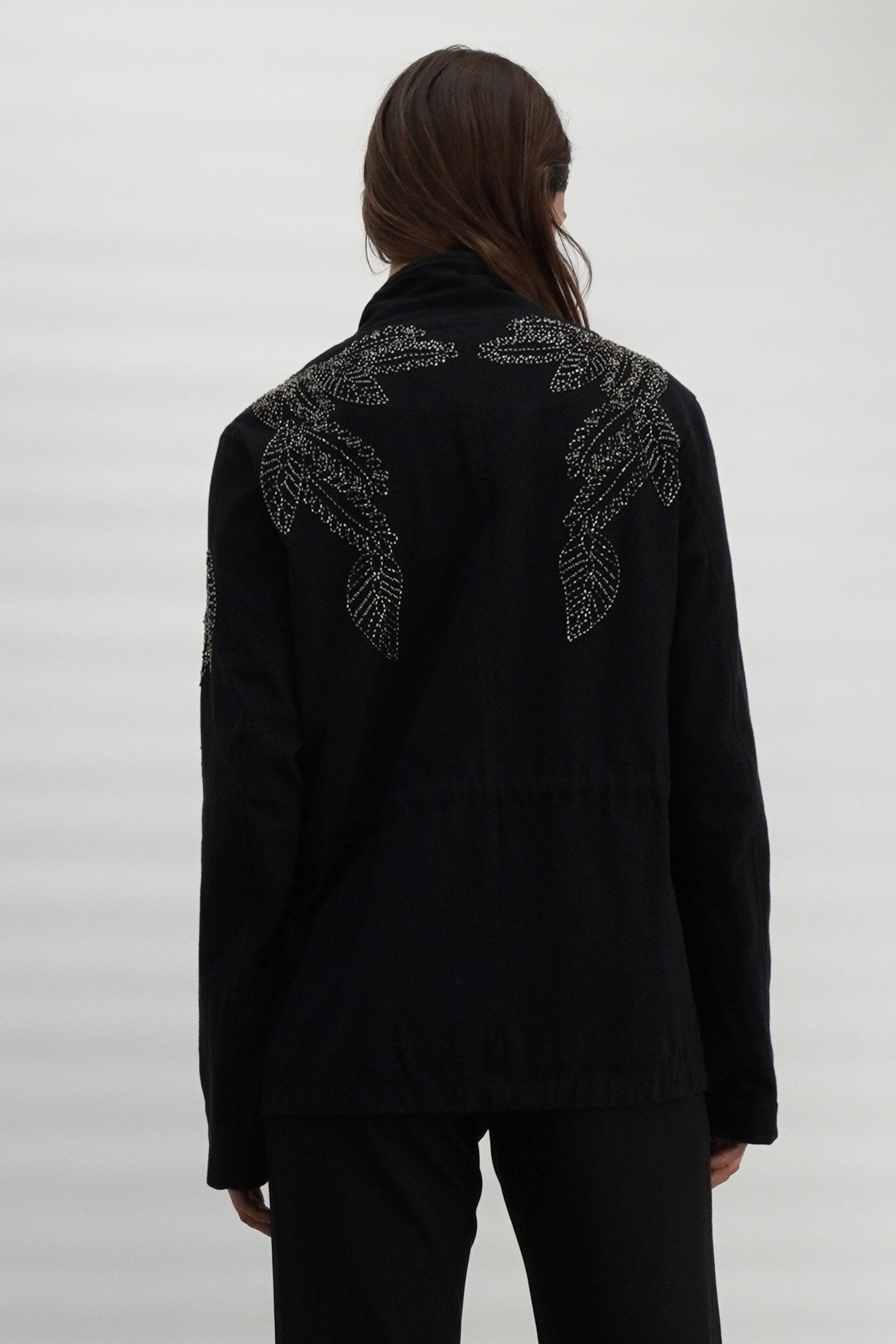 Religion Black Hand-Embellished Utility Style Jacket with Drawstring Waist - Image 3 of 10