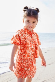 Orange Floral Blouse And Shorts Co-ord Set (3mths-8yrs) - Image 1 of 8