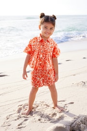 Orange Floral Blouse And Shorts Co-ord Set (3mths-8yrs) - Image 2 of 8