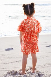 Orange Floral Blouse And Shorts Co-ord Set (3mths-8yrs) - Image 3 of 8