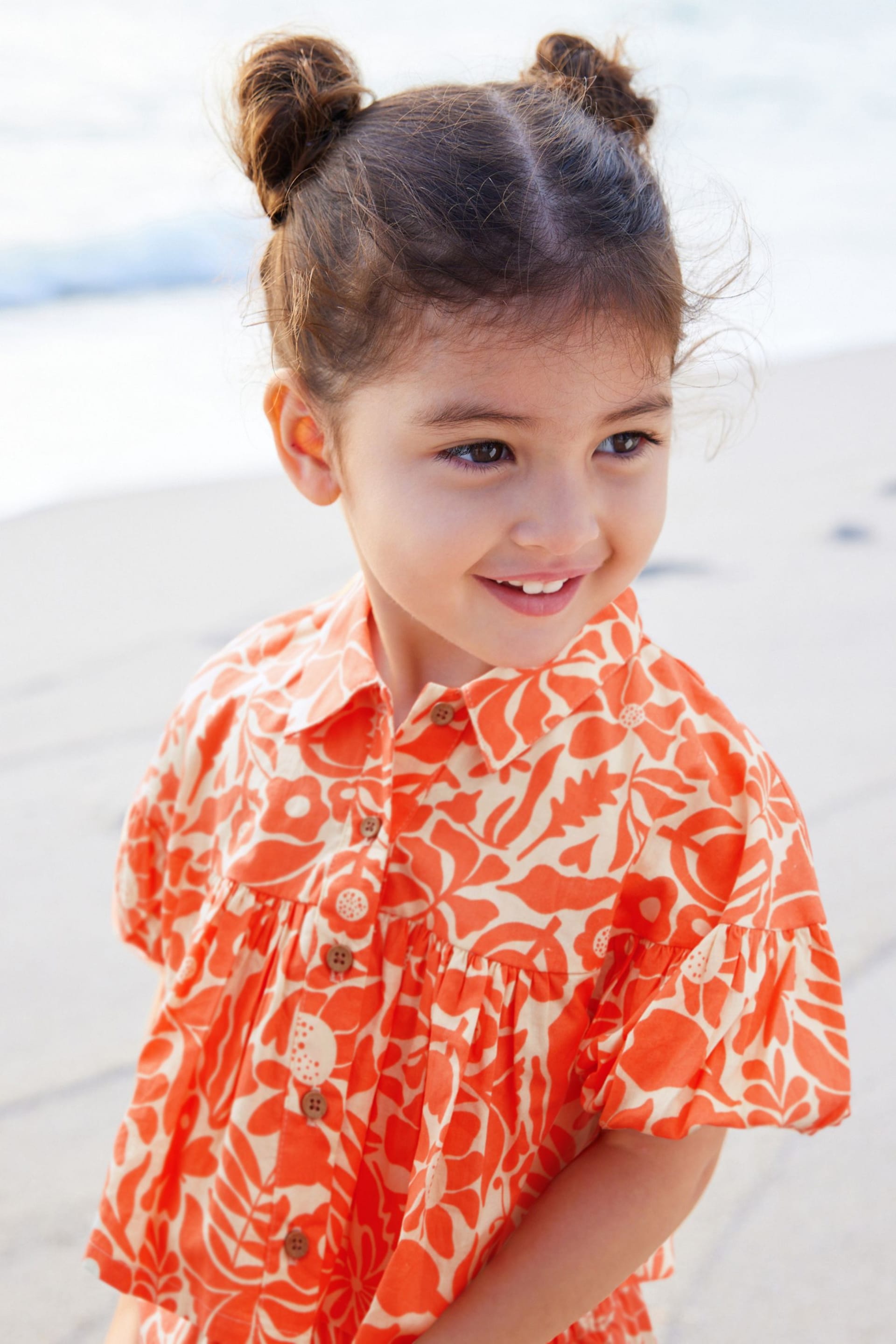 Orange Floral Blouse And Shorts Co-ord Set (3mths-8yrs) - Image 4 of 8