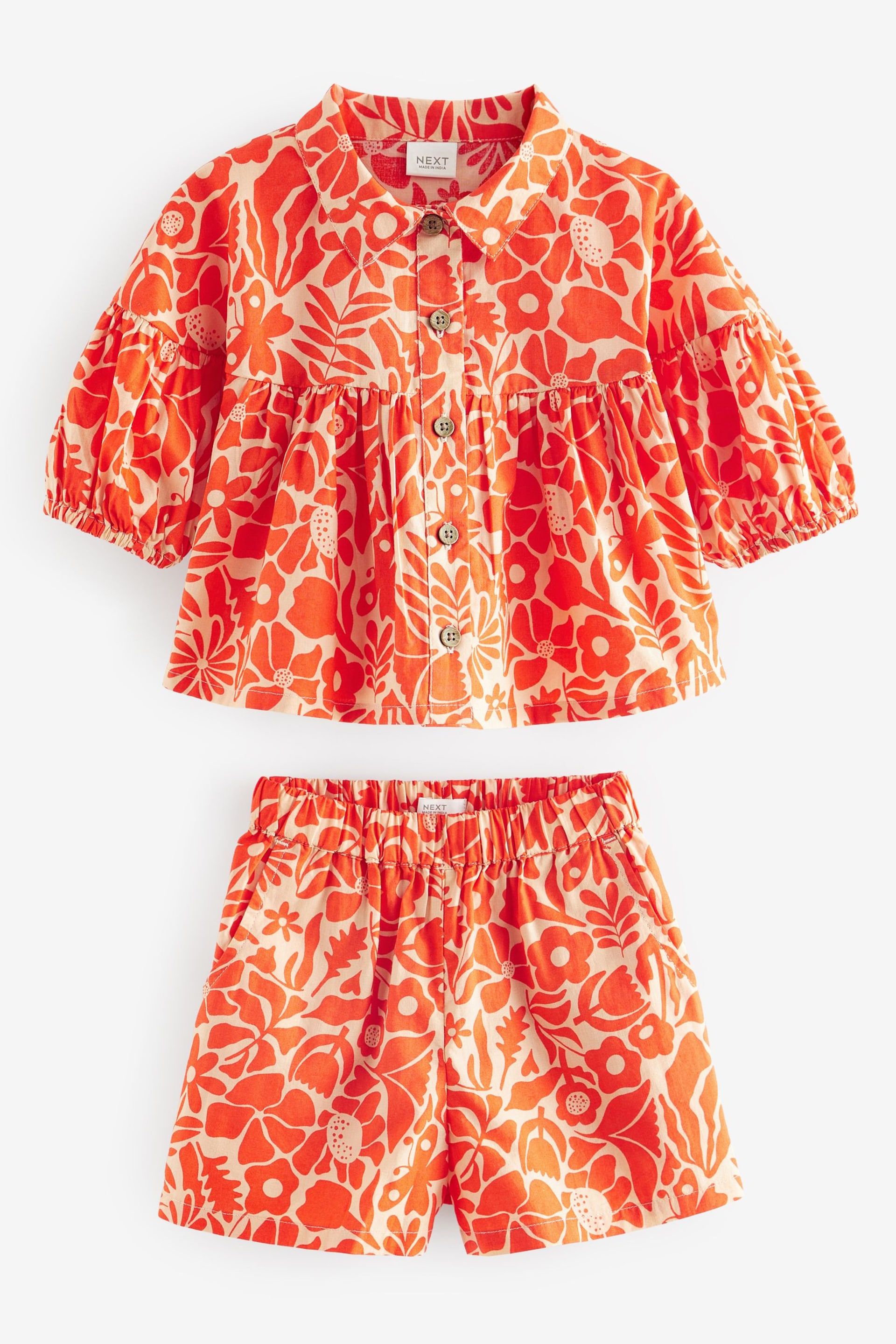 Orange Floral Blouse And Shorts Co-ord Set (3mths-8yrs) - Image 6 of 8