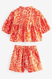 Orange Floral Blouse And Shorts Co-ord Set (3mths-8yrs) - Image 7 of 8