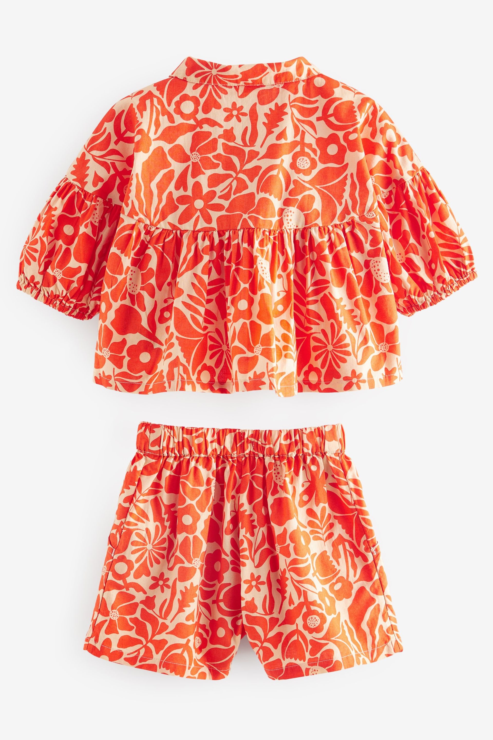 Orange Floral Blouse And Shorts Co-ord Set (3mths-8yrs) - Image 7 of 8