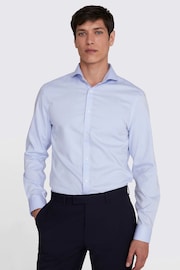 MOSS Blue Slim Fit Pinpoint Oxford Non Iron Shirt - Image 1 of 7