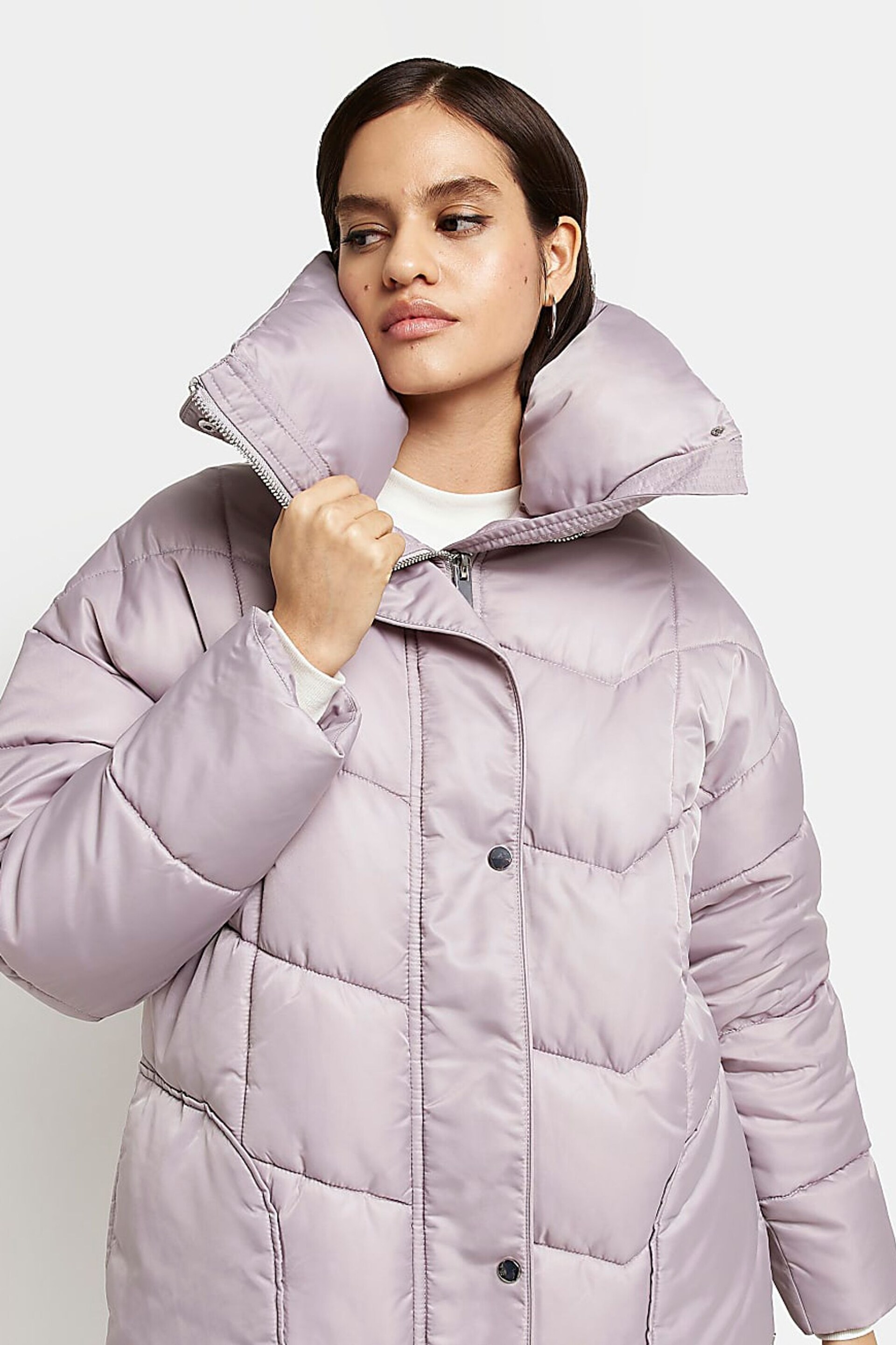 River Island Grey Panelled Puffer Jacket - Image 4 of 5
