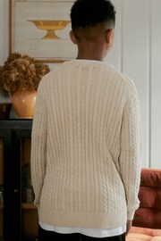 Neutral Beige Cable Knit Crew Jumper (3-16yrs) - Image 3 of 7