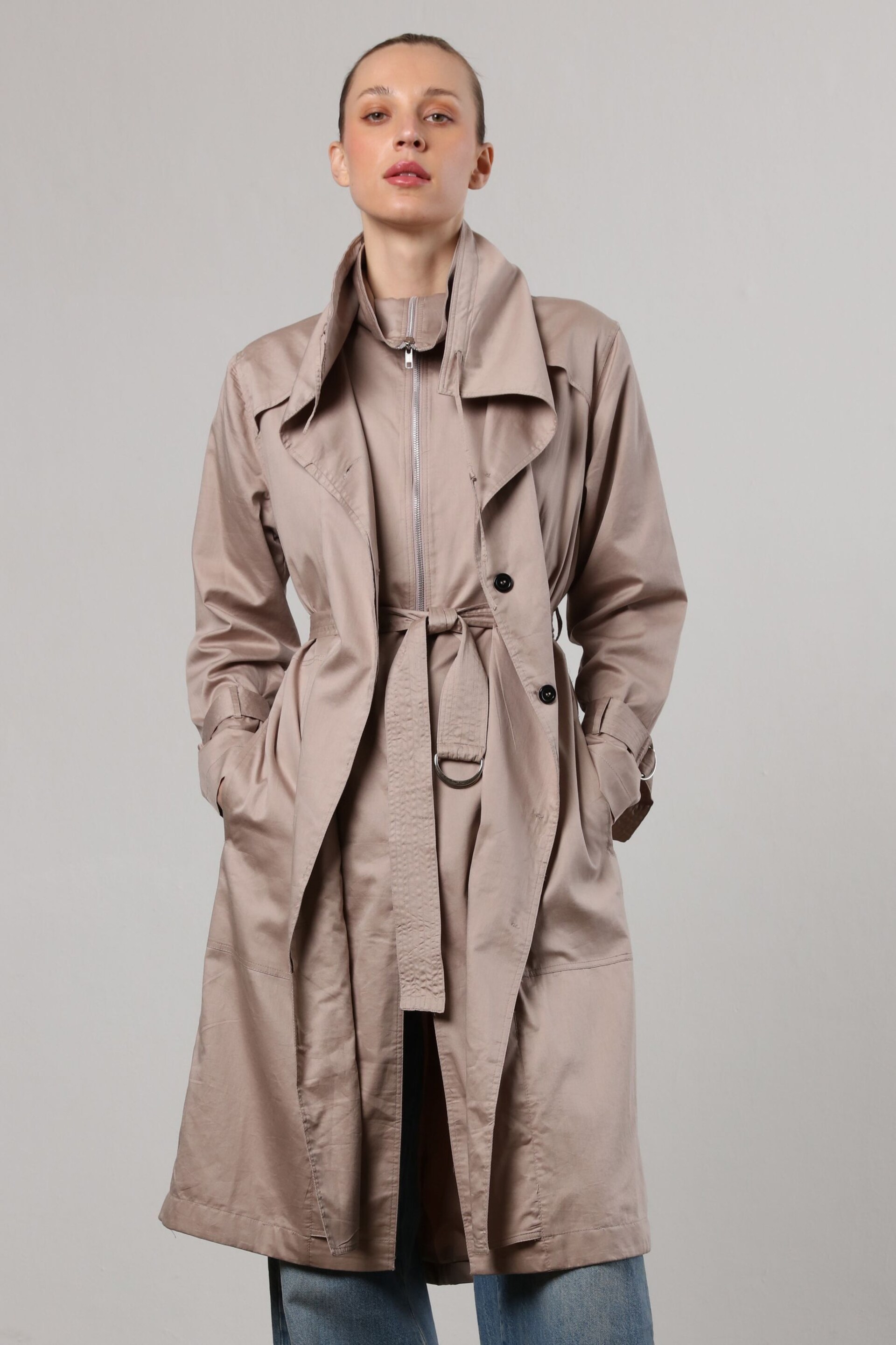 Religion Natural Lightweight Waterfall Cotton Charisma Trench Coat - Image 1 of 7