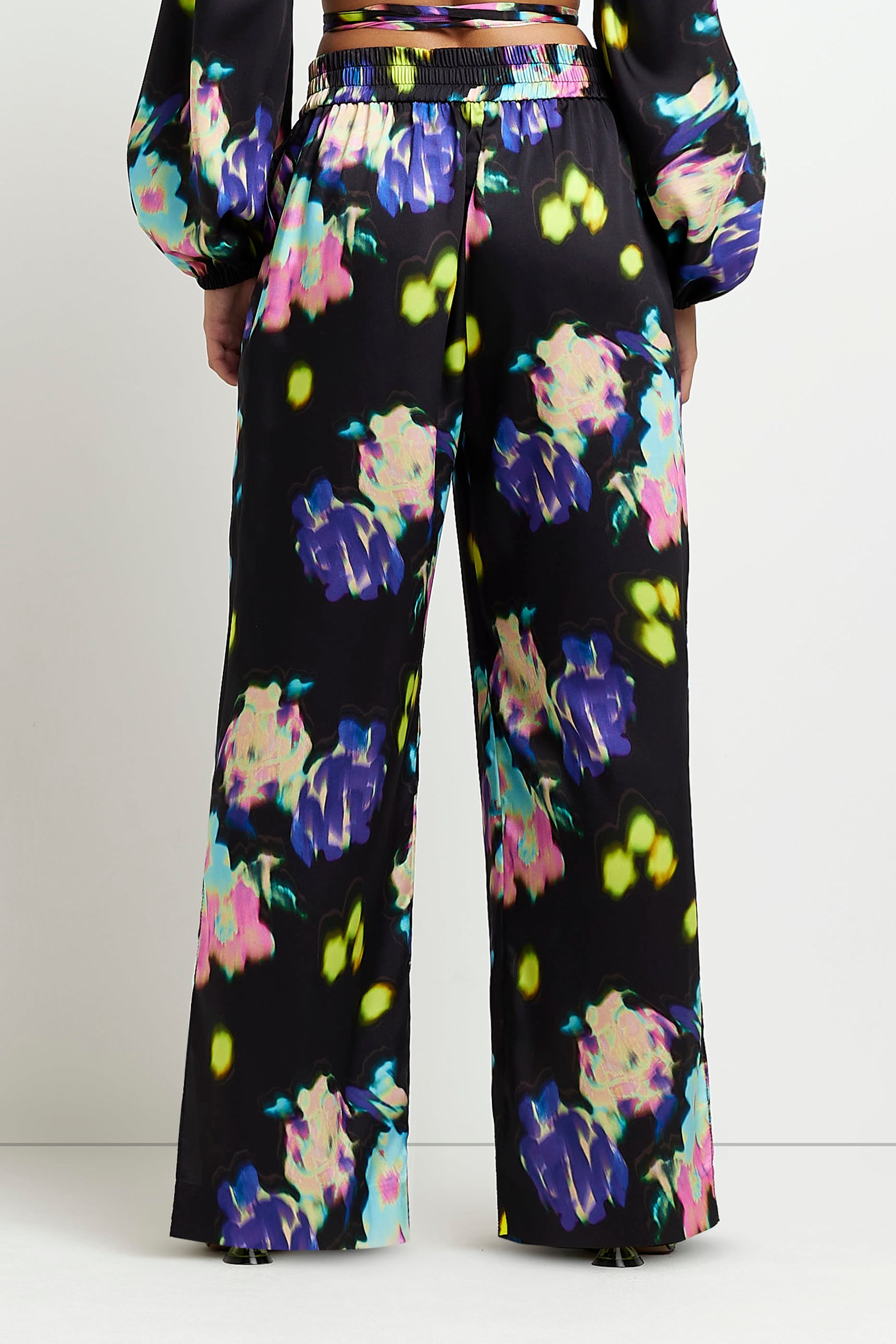 Buy River Island Petite Floral Palazzo Black Wide Leg Trousers from Next Luxembourg