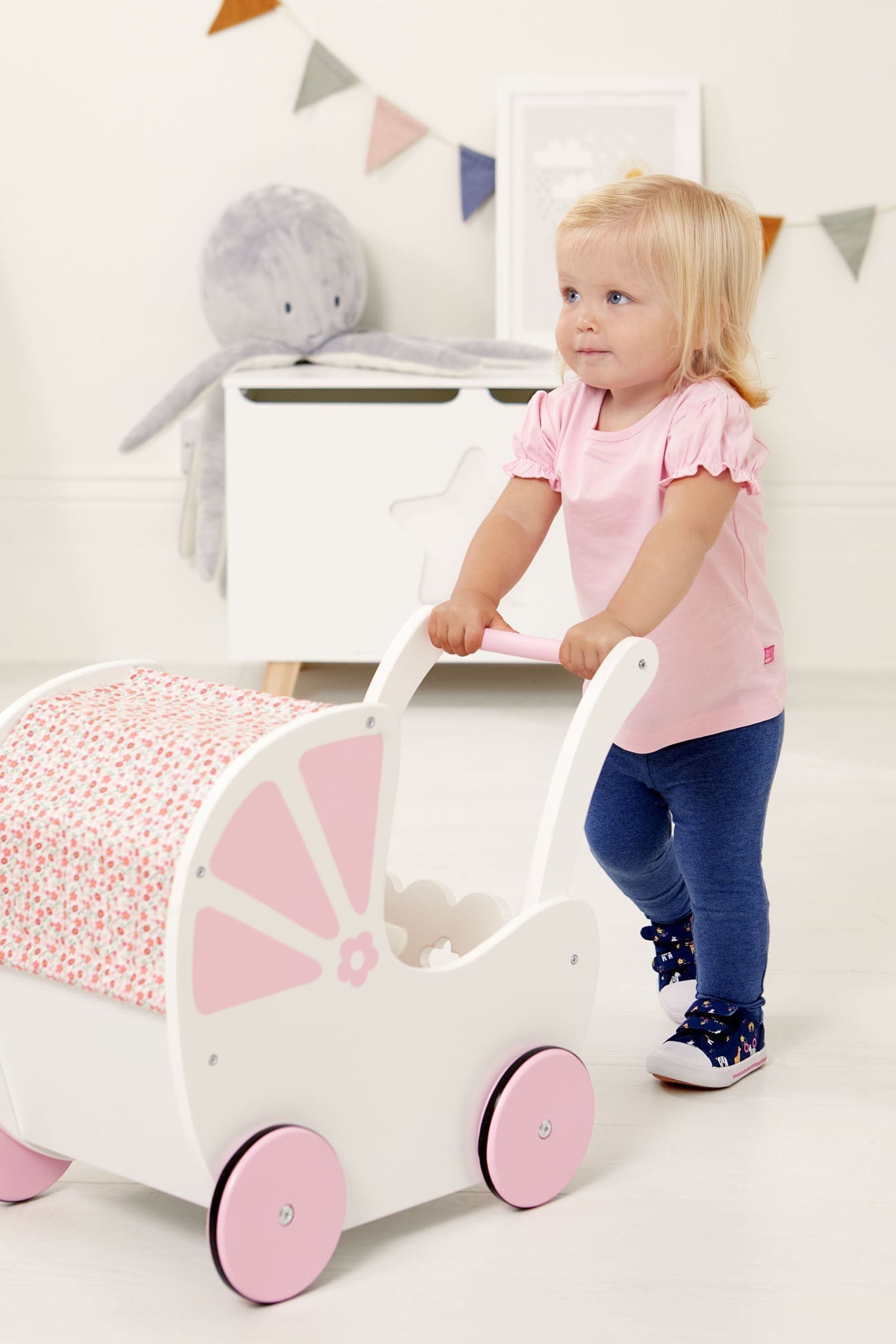 Buy JoJo Maman Bebe Pink Fleur Push Along Pram from the Next UK online shop