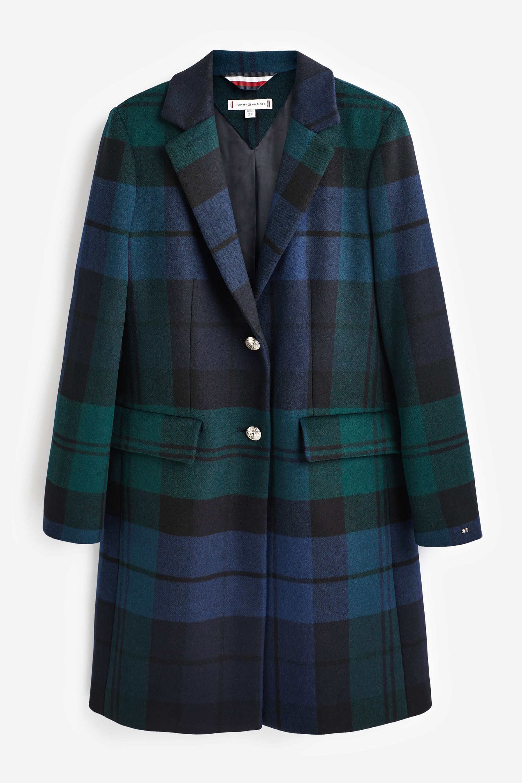 Buy Tommy Hilfiger Check Classic Wool Blend Black Coat from Next Luxembourg