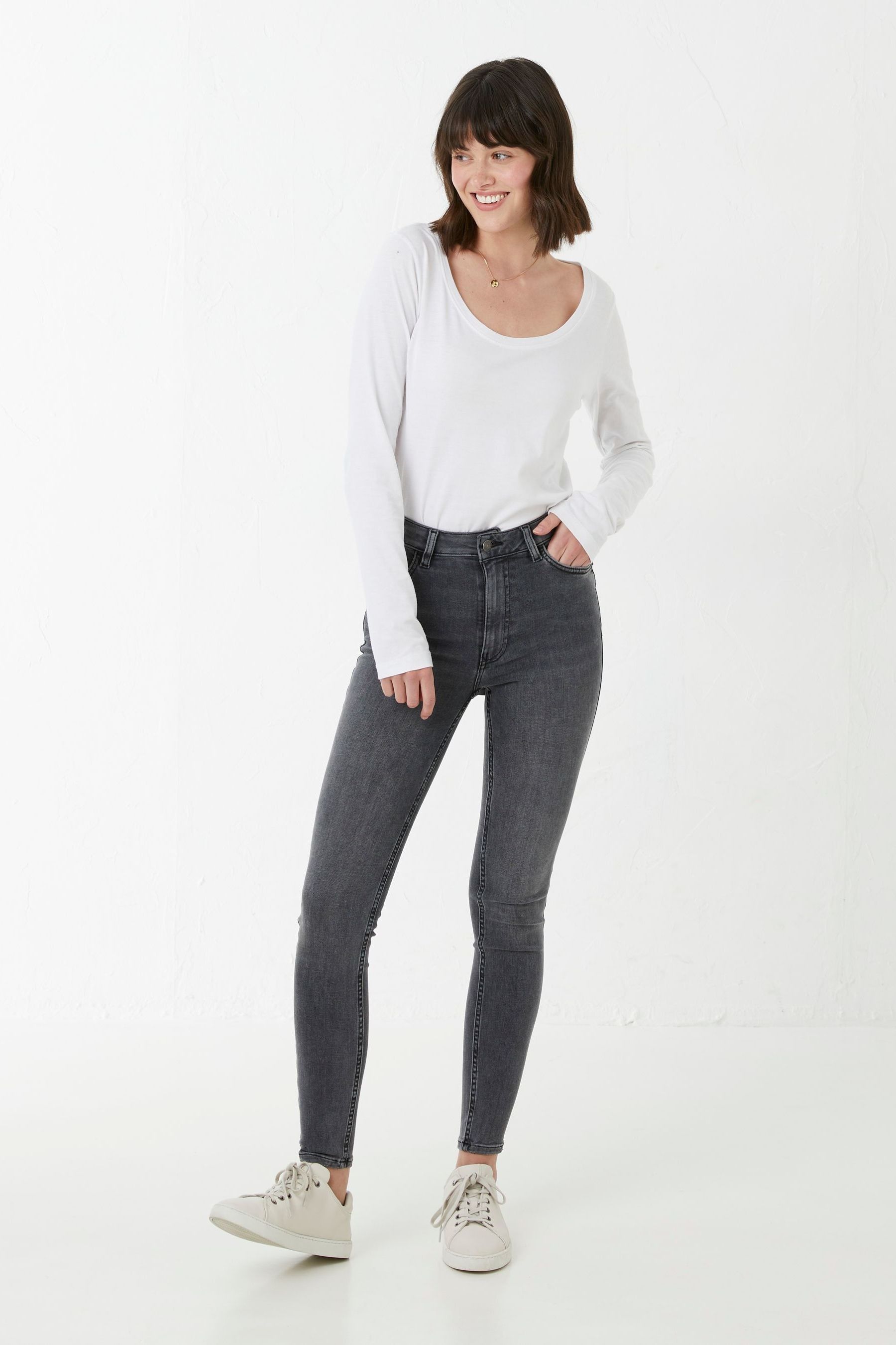 Buy FatFace Grey Harlow High Waist Skinny Jeans from Next Luxembourg