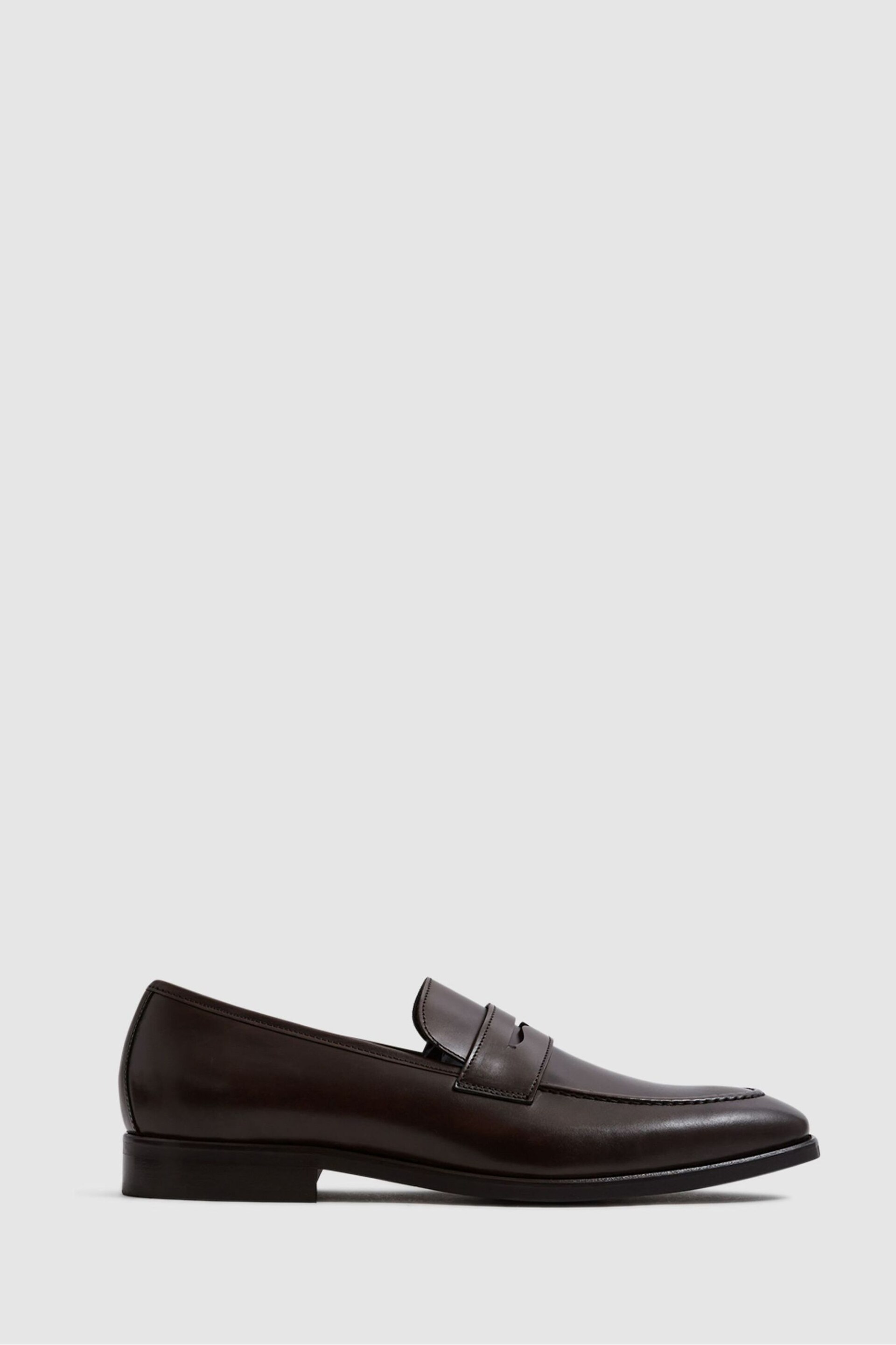 Reiss Brown Grafton Leather Saddle Loafers - Image 1 of 6