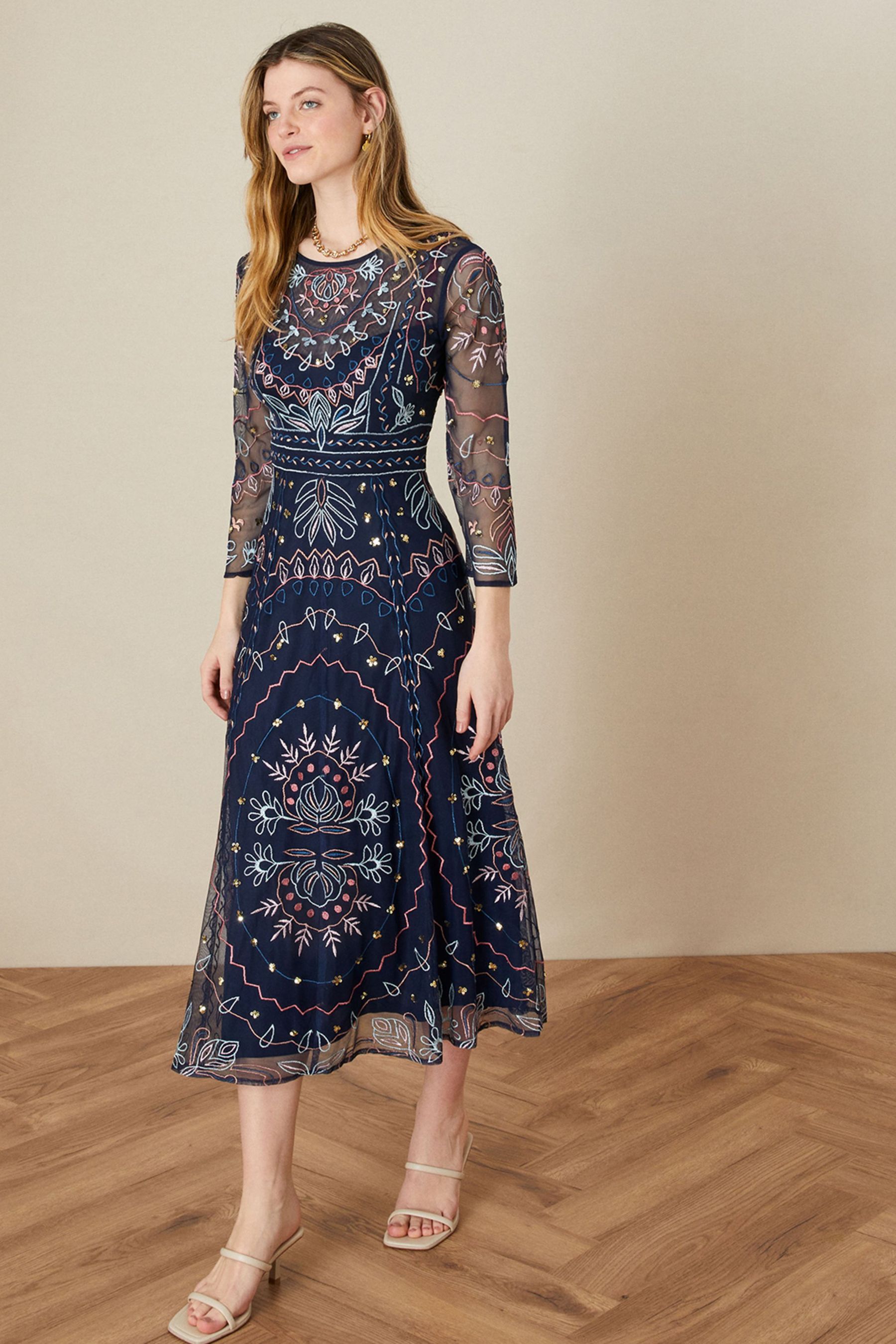 Buy Monsoon Blue Jeannine Embellished Midi Dress from Next Luxembourg