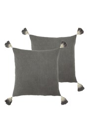 furn. 2 Pack Grey Eden Cotton Slub Filled Cushions - Image 1 of 4