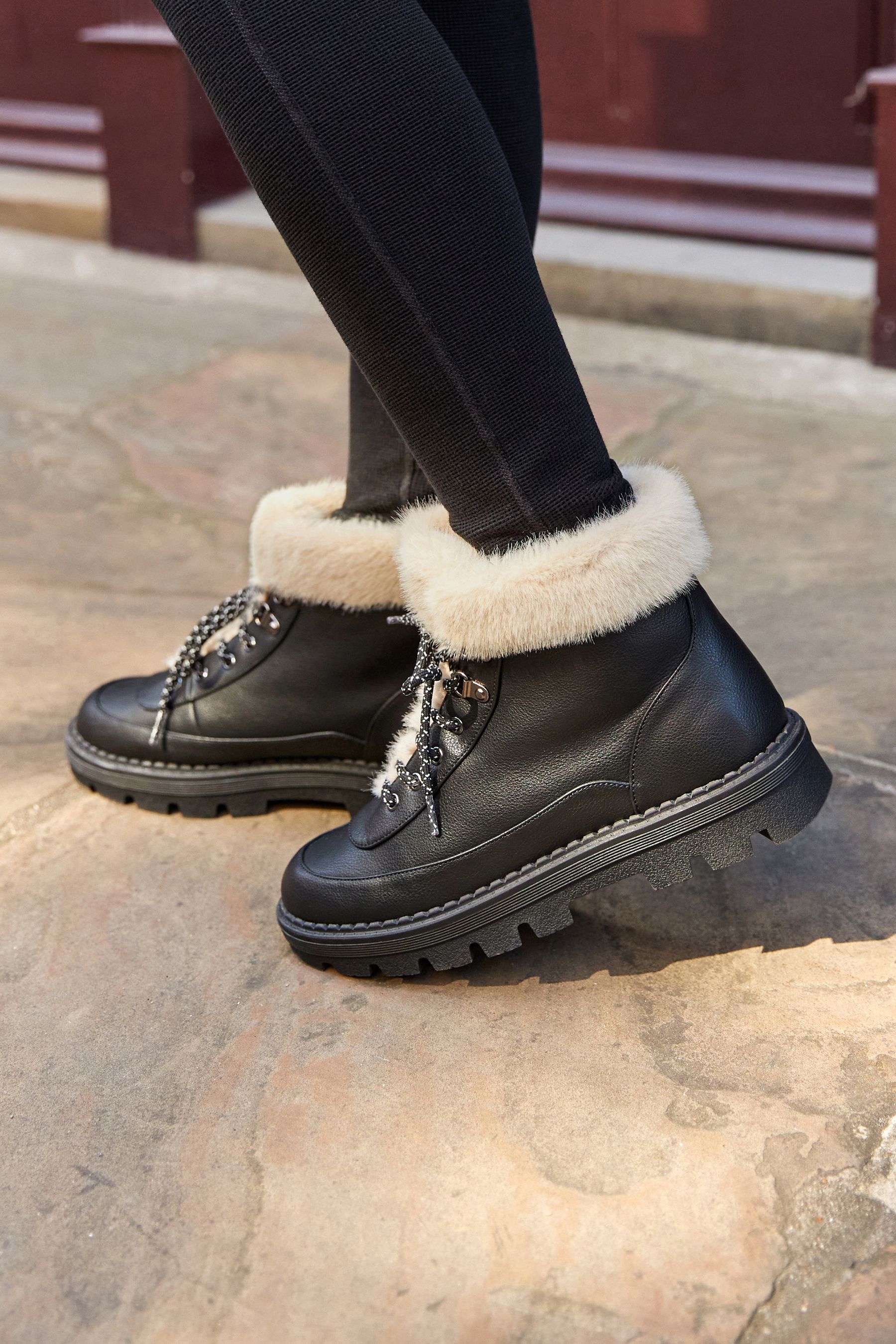Lace up chunky black boots store