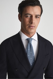 Reiss Airforce Blue Bank Silk Spotted Tie - Image 2 of 4