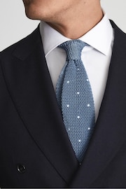 Reiss Airforce Blue Bank Silk Spotted Tie - Image 3 of 4