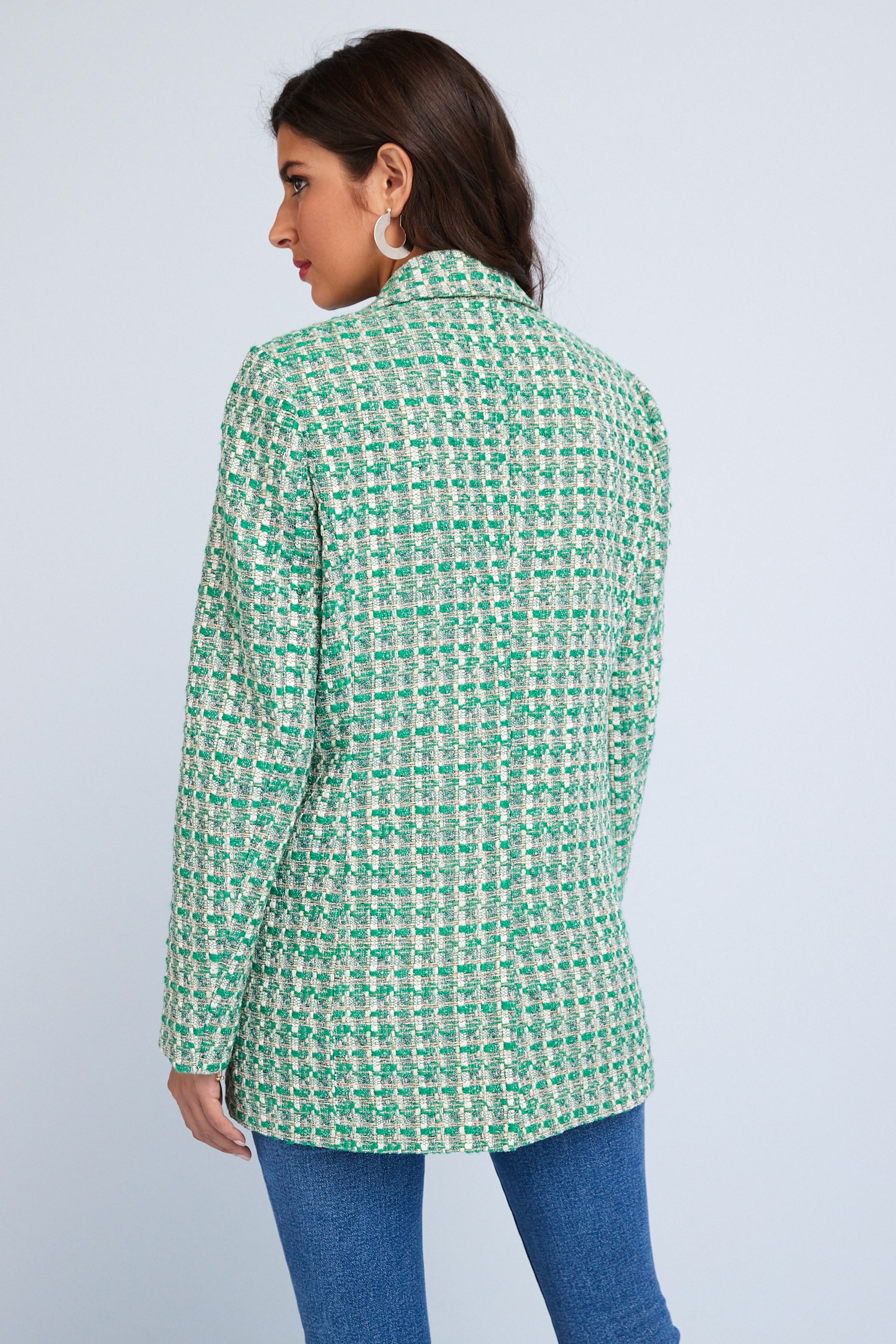 Buy Green White Boucle Blazer Jacket from Next Luxembourg