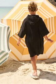 Black Oversized Hooded Towelling Cover-Up - Image 3 of 7