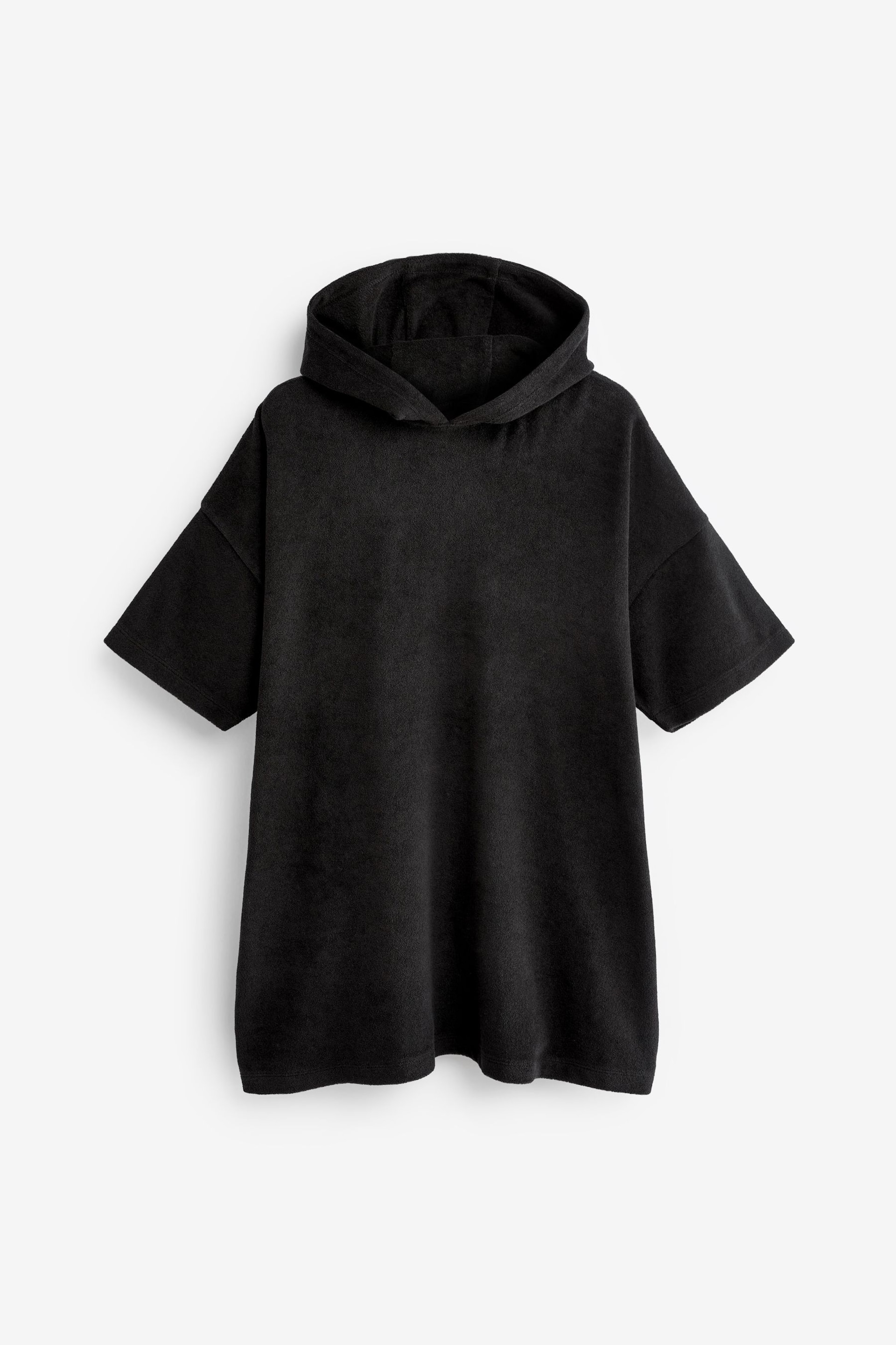 Black Oversized Hooded Towelling Cover-Up - Image 6 of 7