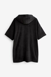 Black Oversized Hooded Towelling Cover-Up - Image 7 of 7