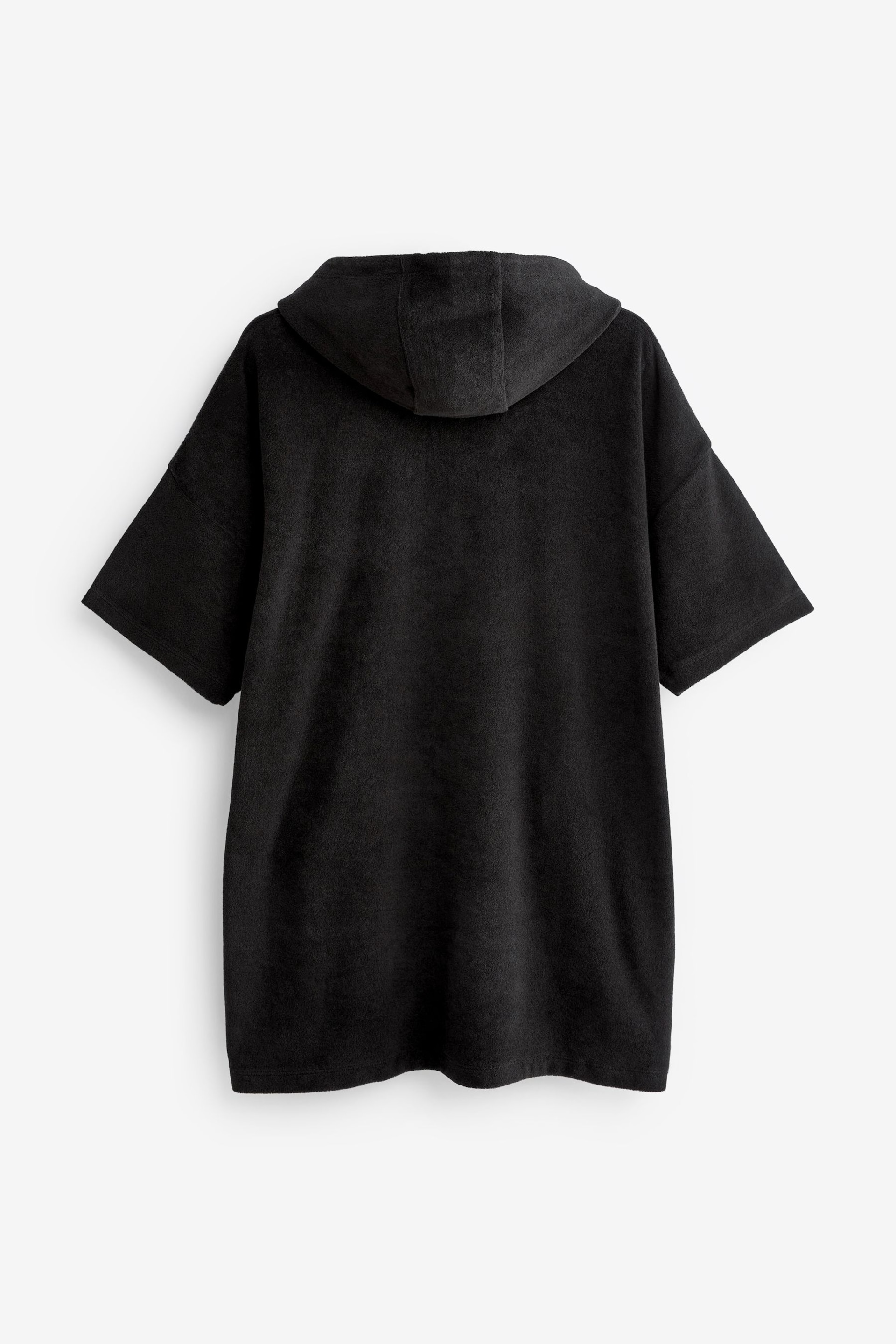 Black Oversized Hooded Towelling Cover-Up - Image 7 of 7
