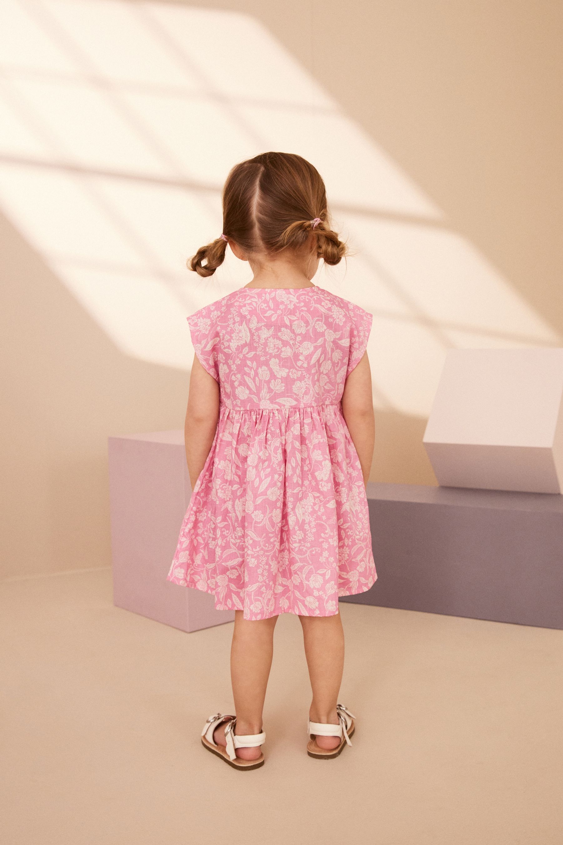 Buy Pink Floral 100 Cotton Button Through Summer Dress 3mths 8yrs from Next Luxembourg