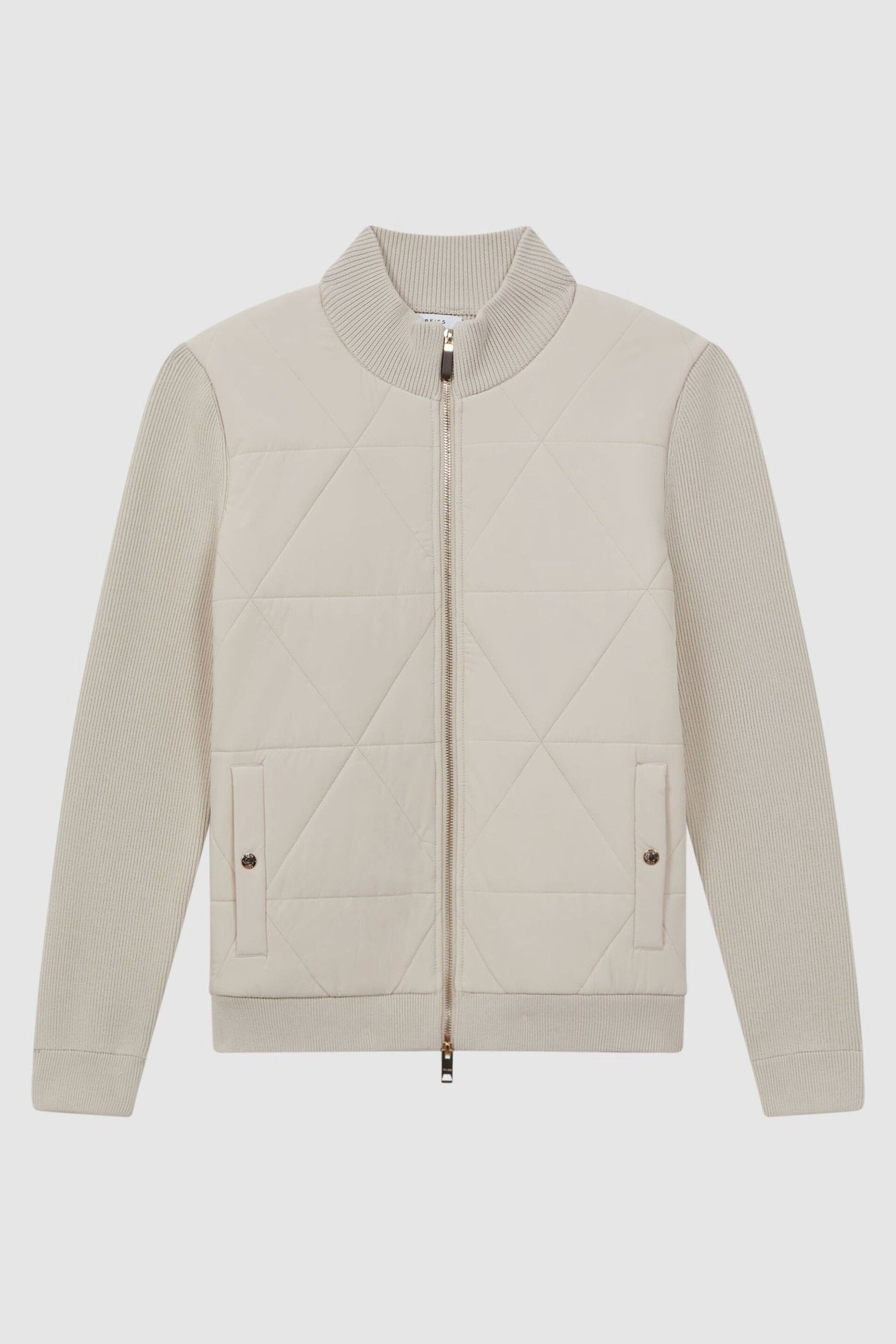 Reiss Stone Amos Hybrid Zip-Through Quilted Jacket - Image 2 of 5