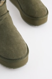 Khaki - Shower Repellent Suede Faux Fur Lined Platform Boots - Image 6 of 7