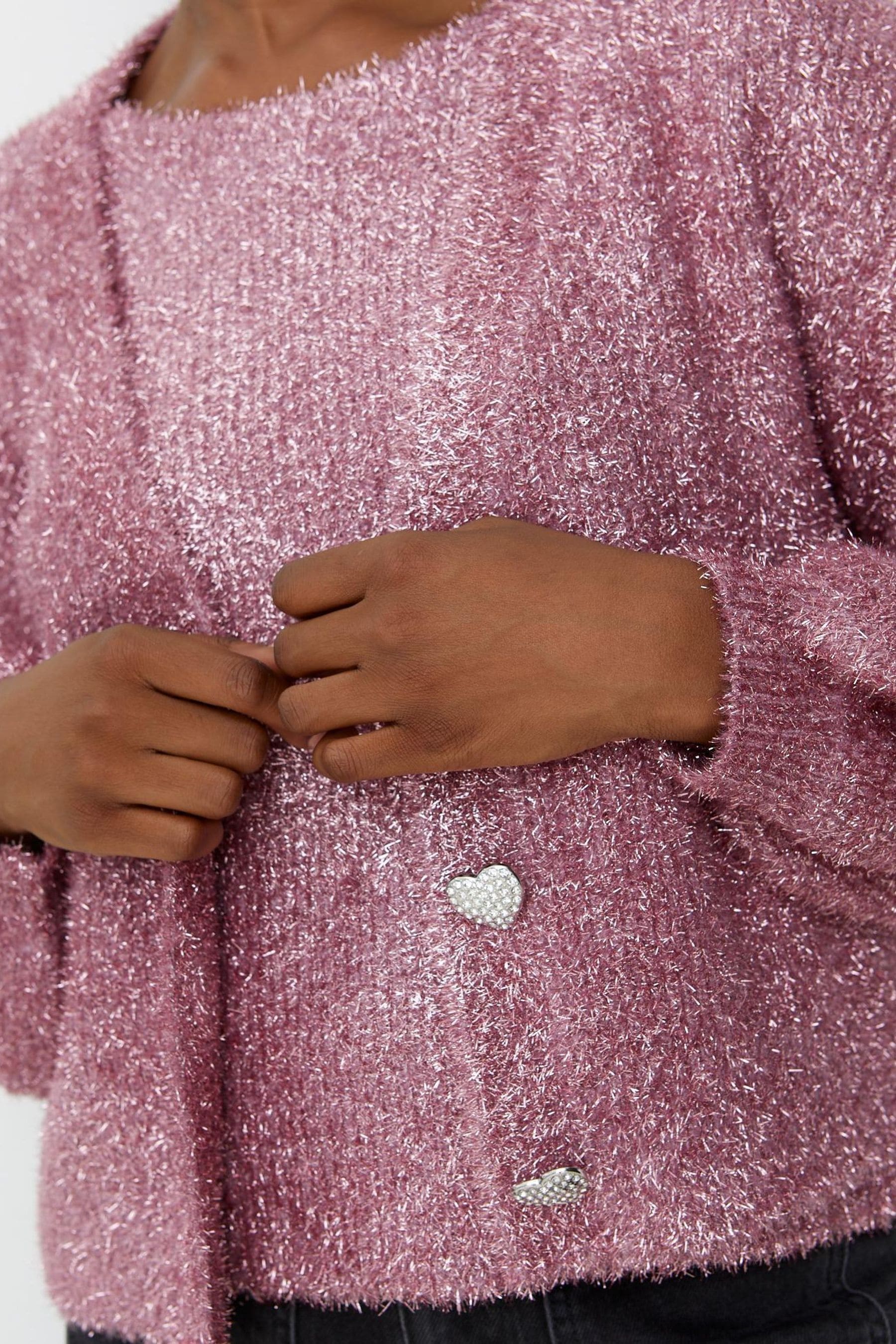 Buy Oliver Bonas Pink Sparkle Tinsel Button Through Cardigan from Next Estonia