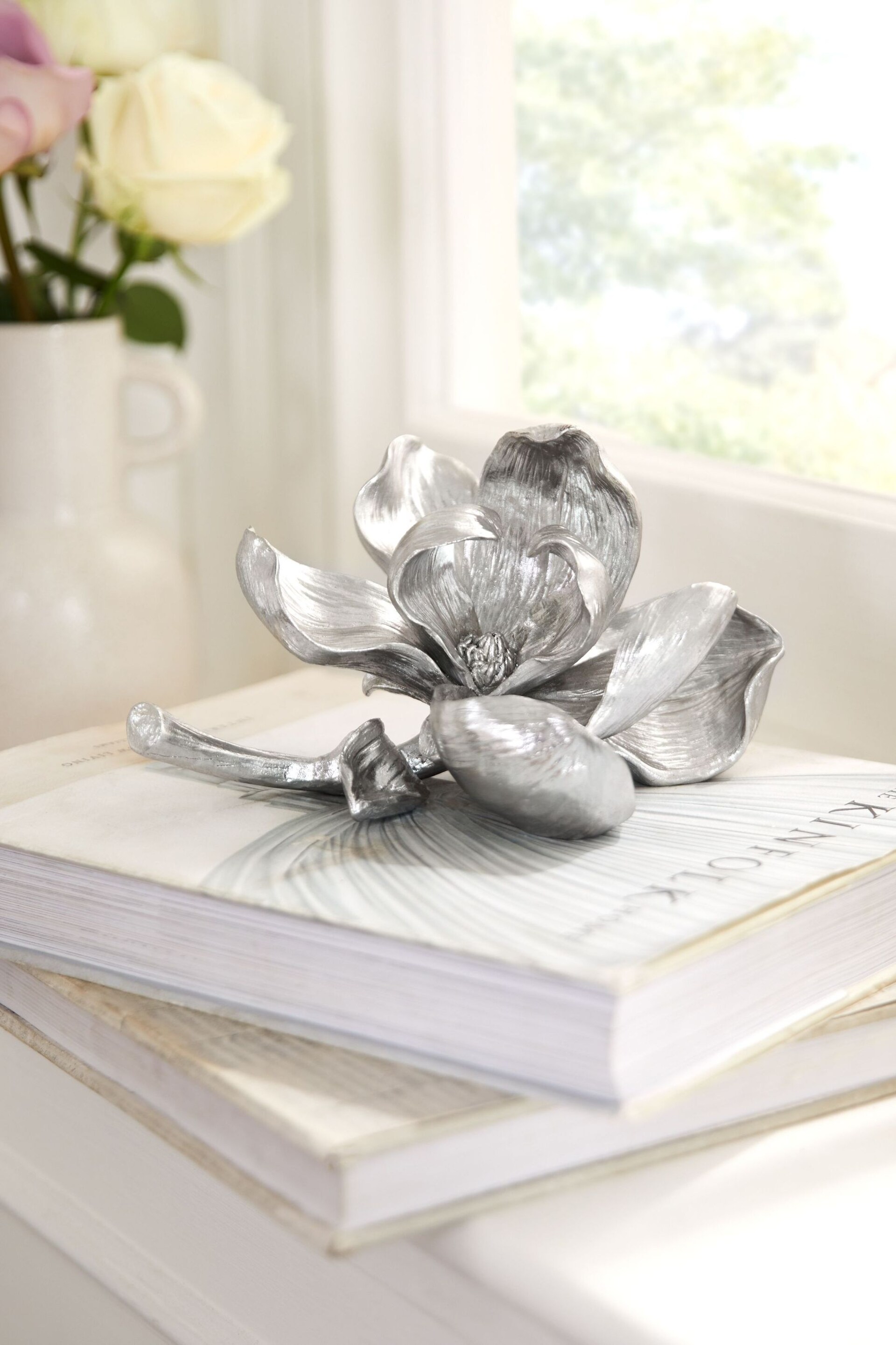 Silver Decorative Flower Ornament - Image 1 of 4