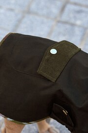 Black Waxed Effect Dog Coat With Khaki Green Corduroy Collar - Image 5 of 8