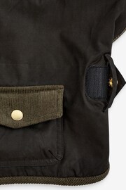 Black Waxed Effect Dog Coat With Khaki Green Corduroy Collar - Image 8 of 8