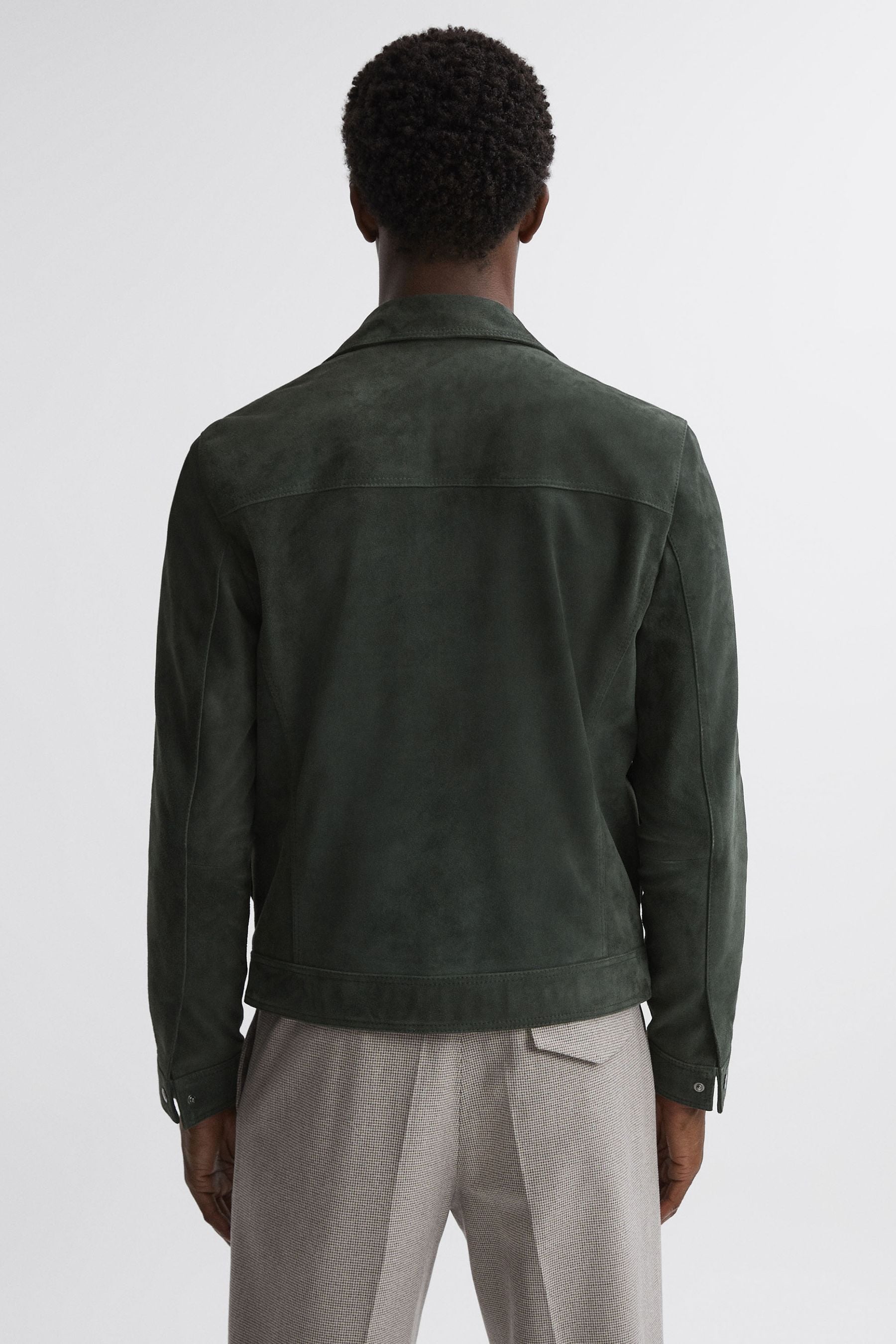 Buy Reiss Forest Green Pike Suede Zip Through Trucker Jacket from Next Luxembourg