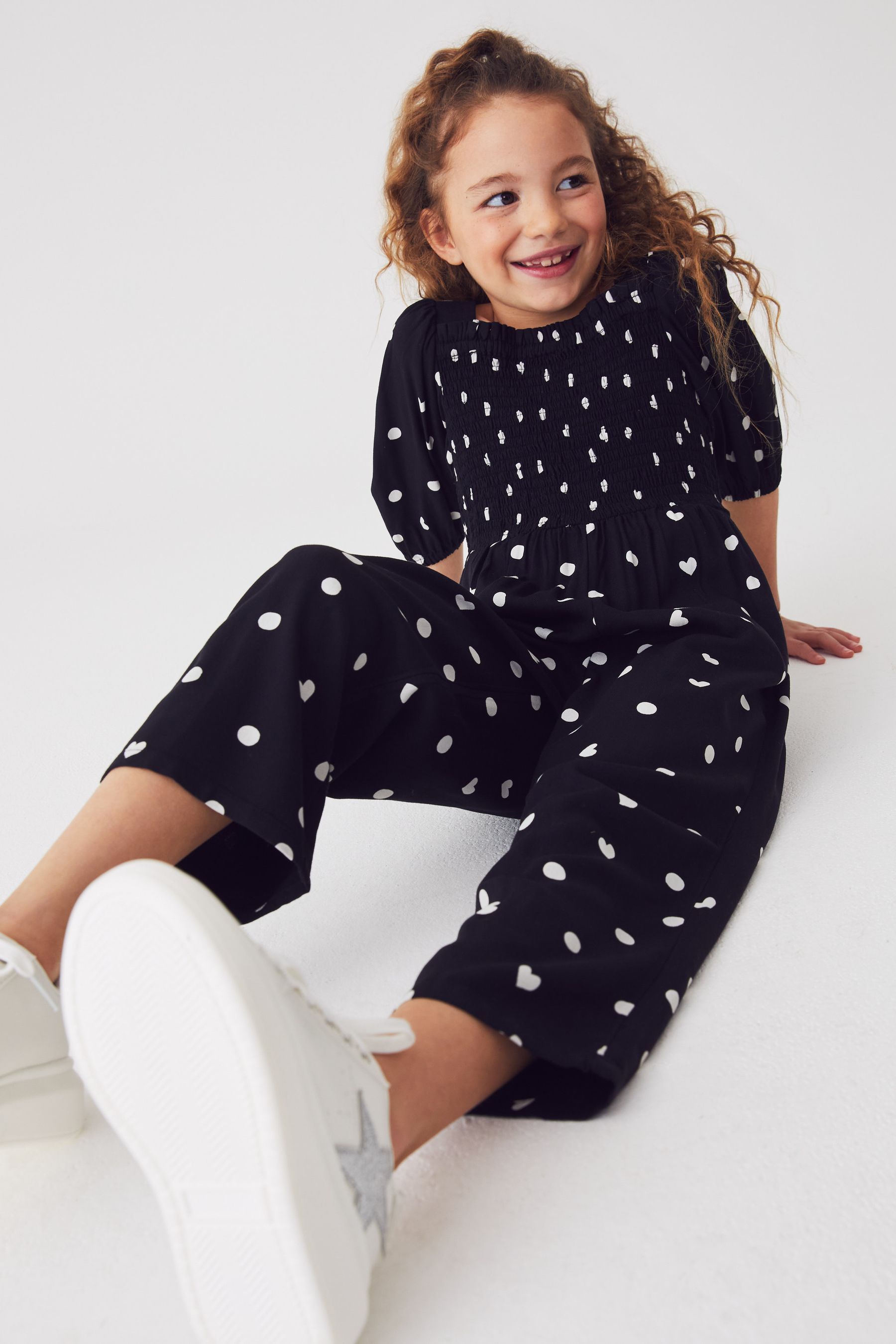 Black spotted jumpsuit hot sale