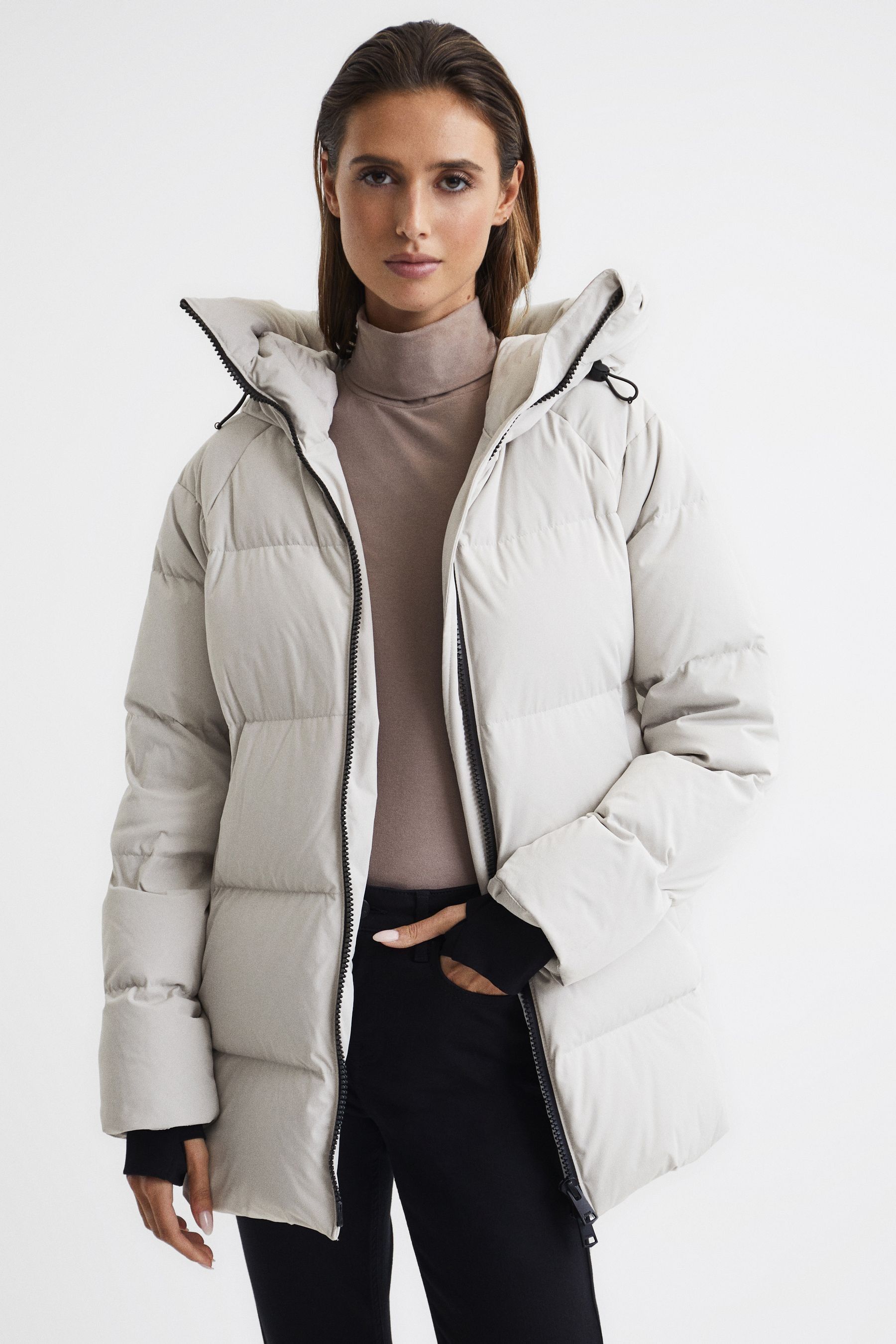 Buy Reiss Neutral Rae Mid Length Water Repellent Puffer Coat from the Next UK online shop