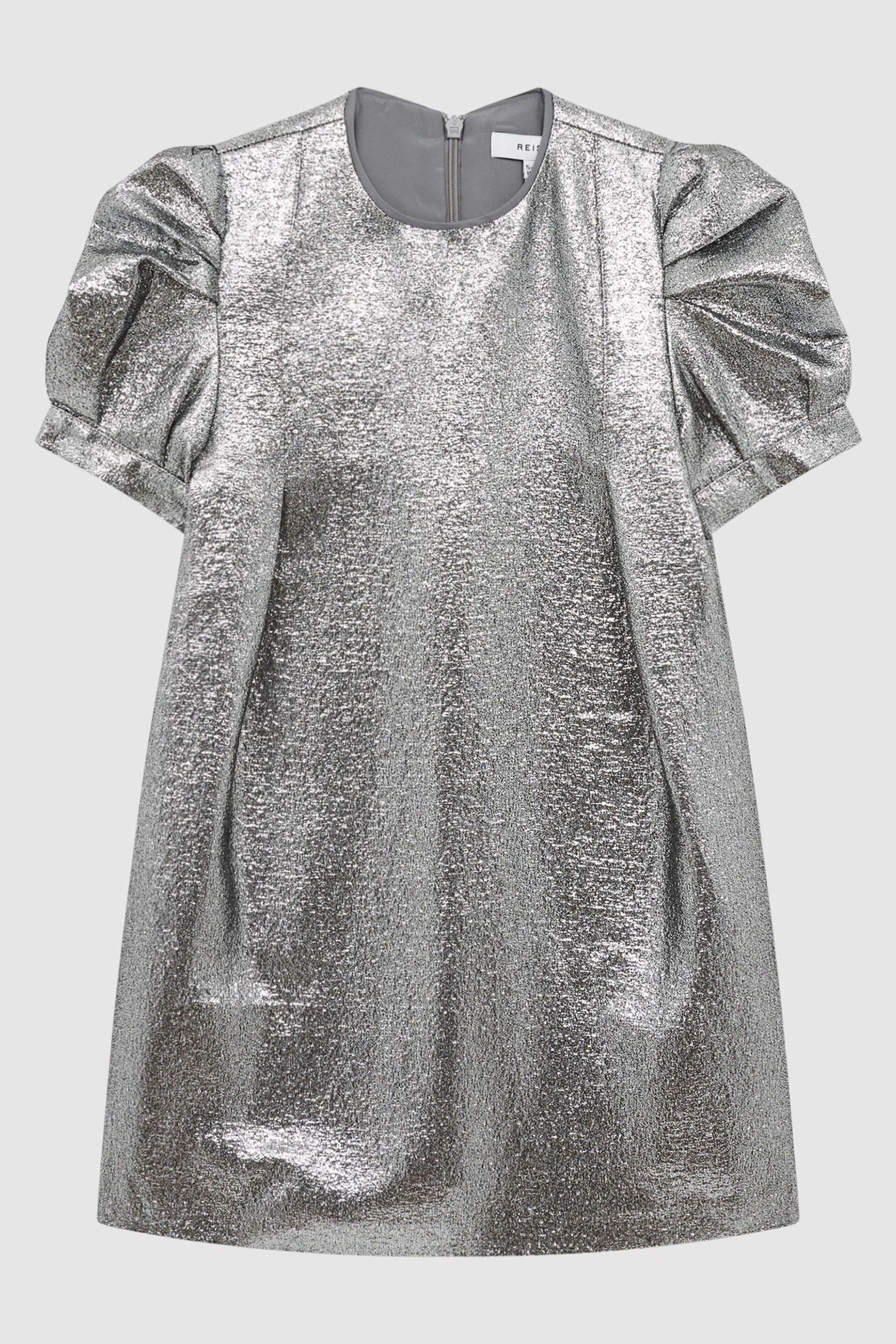 Reiss Silver Ellie Senior Metallic Shoulder Detail Dress - Image 2 of 6