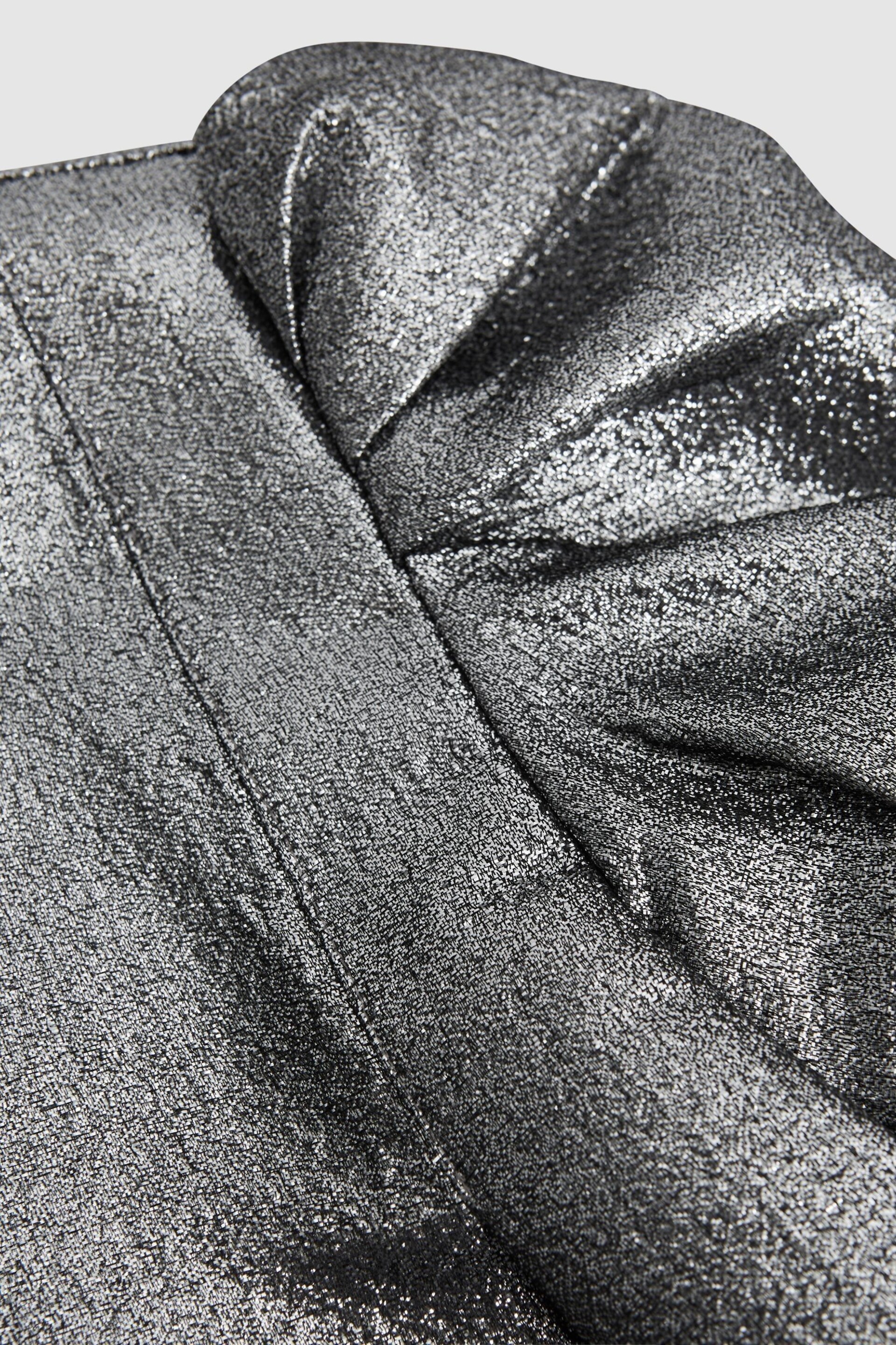 Reiss Silver Ellie Senior Metallic Shoulder Detail Dress - Image 6 of 6