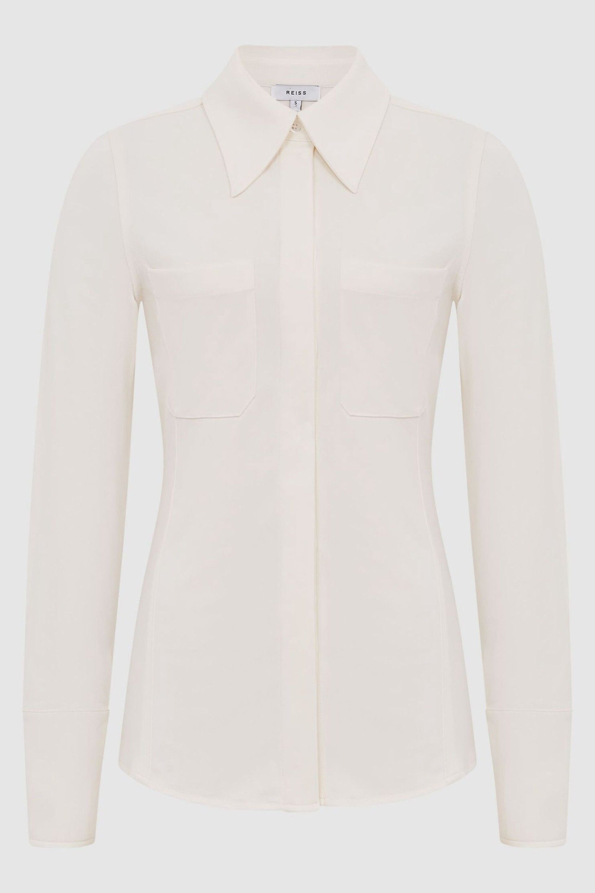 Reiss Ivory Billie Long Sleeve Jersey Shirt - Image 2 of 7