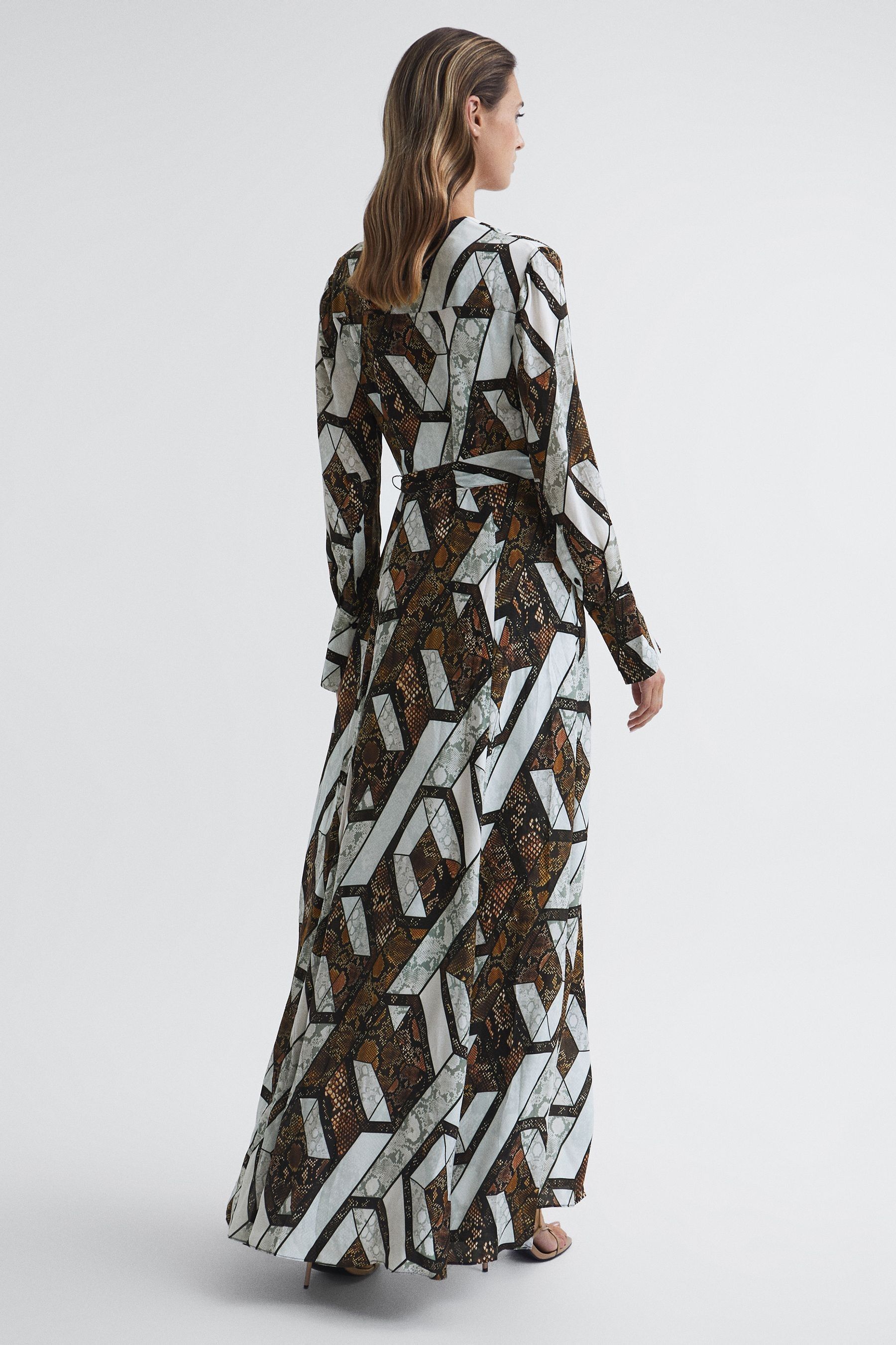 Snake print plunge dress sales