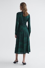 Reiss Teal Greta Long Sleeve Printed Midi Dress - Image 5 of 7